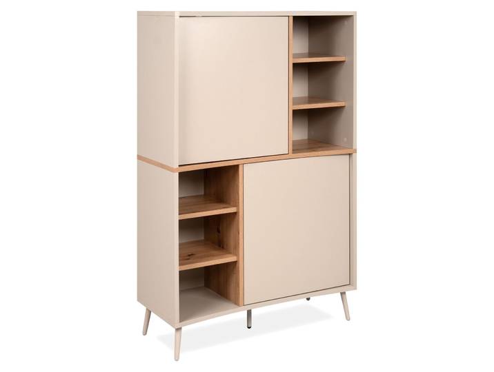 CALICOSY - Buffet haut 2 portesReproduction sable et chêne H140 cm MYR