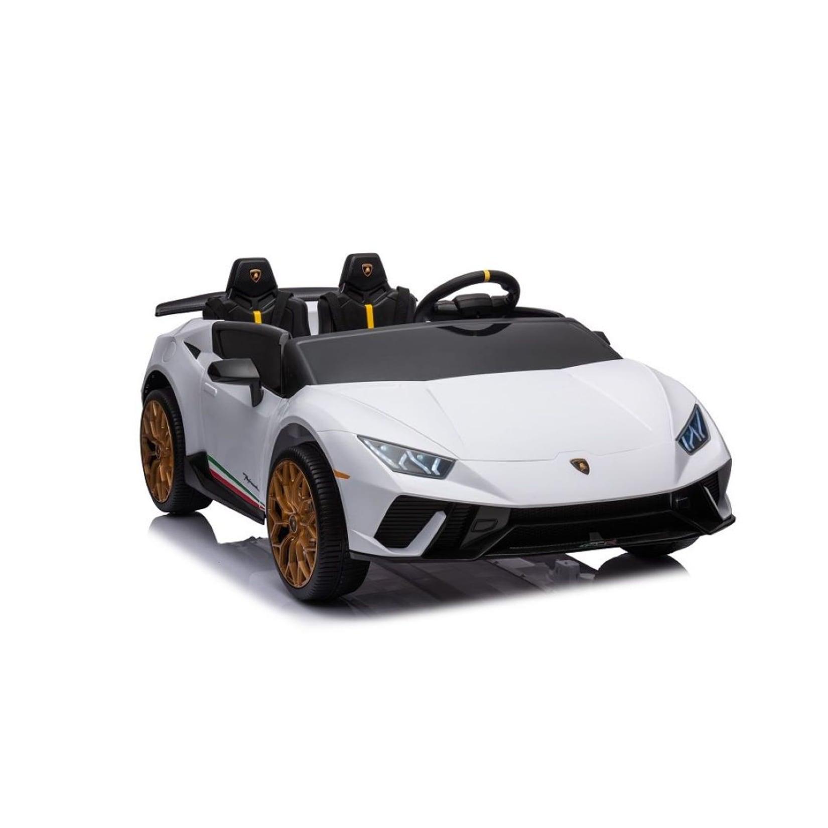 ES-Toys Kinder Elektroauto Lamborghini Huracan Spider Zweisitzer, EVA-Reifen weiß