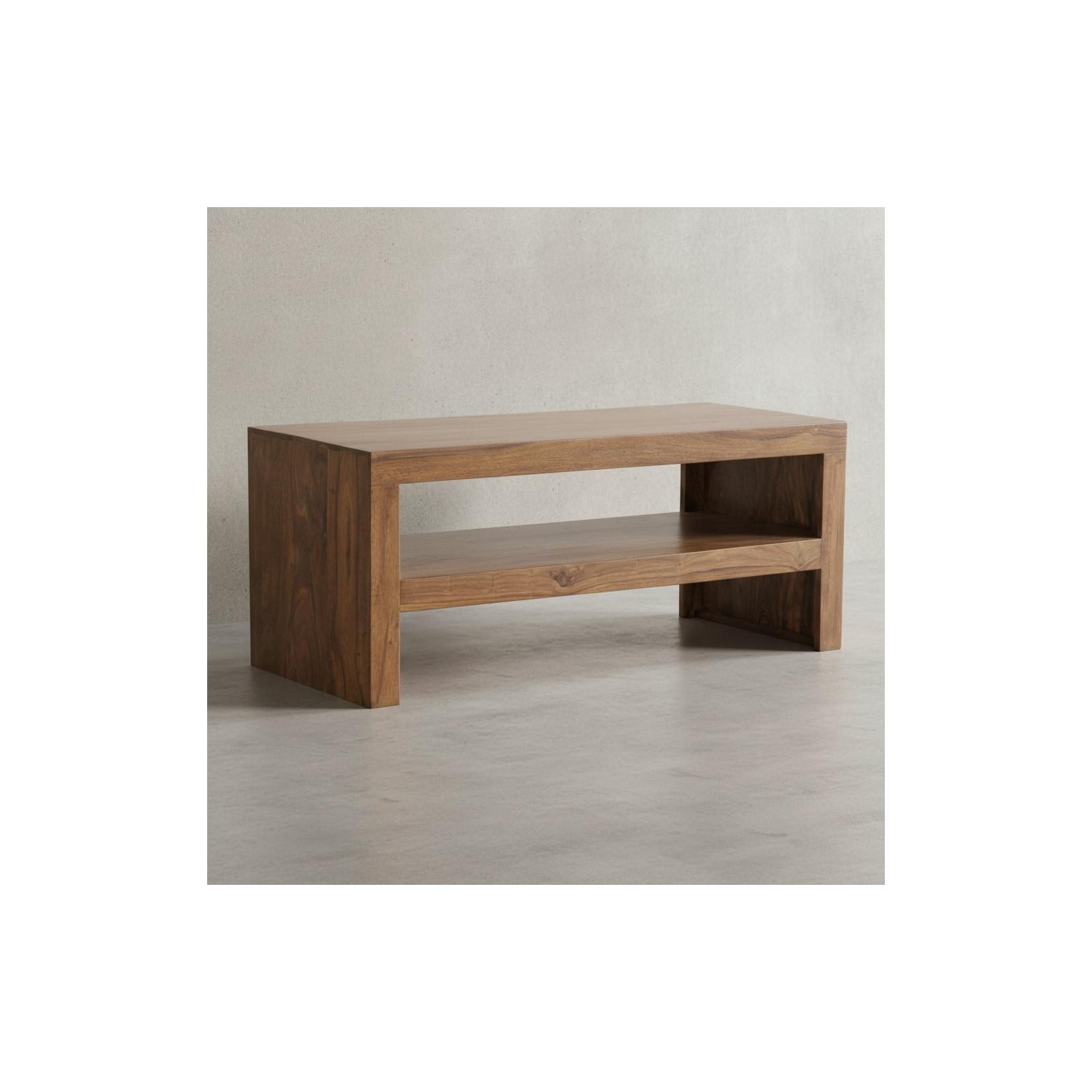 KADIMA DESIGN Sheesham Massiv Couchtisch: Modern, orientalisches Flair, 110x45x45 cm, Handgefertigt.