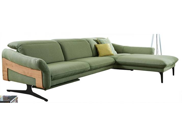 Ecksofa 312 x 203 cm WAIDRING Echtholz/Stoffbezug Grün