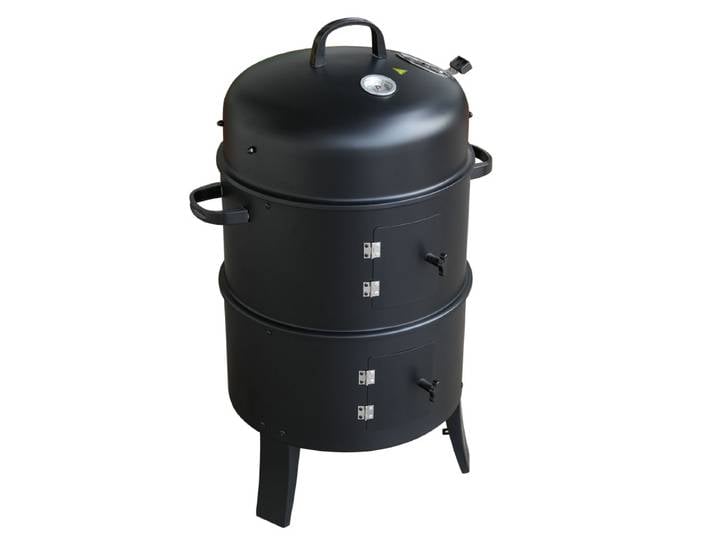 Barbecue vertical au charbon de bois, barbecue robuste avec thermomètre intégré, barbecue et fumoir 3 en 1, pour barbecue en plein air