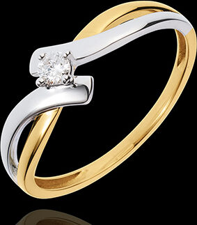 Edenly SolitÃ¤rring Kostbarer Kokon - Neckerei -WeiÃŸ-und Gelbgold - Diamant 0.