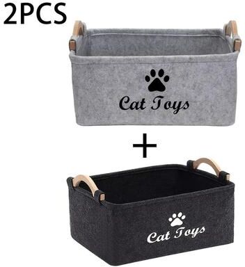 Uplift Treasures Stylish Felt Pet Toy Storage Basket multicolor (2 Pcs)