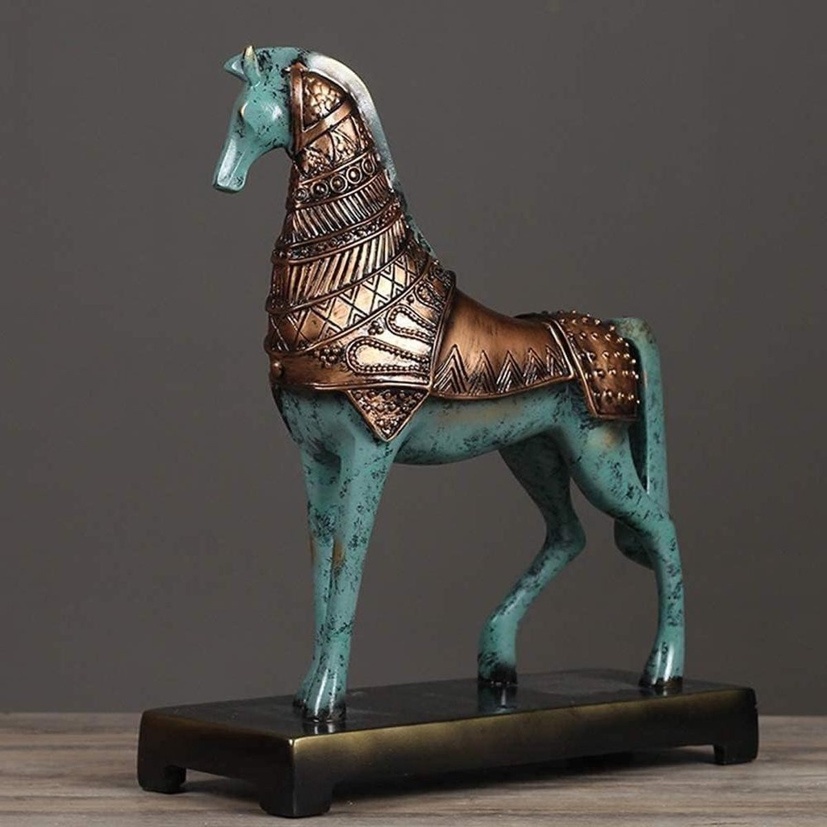 Bronskleurig Paard Standbeeld van Hars voor Woondecoratie