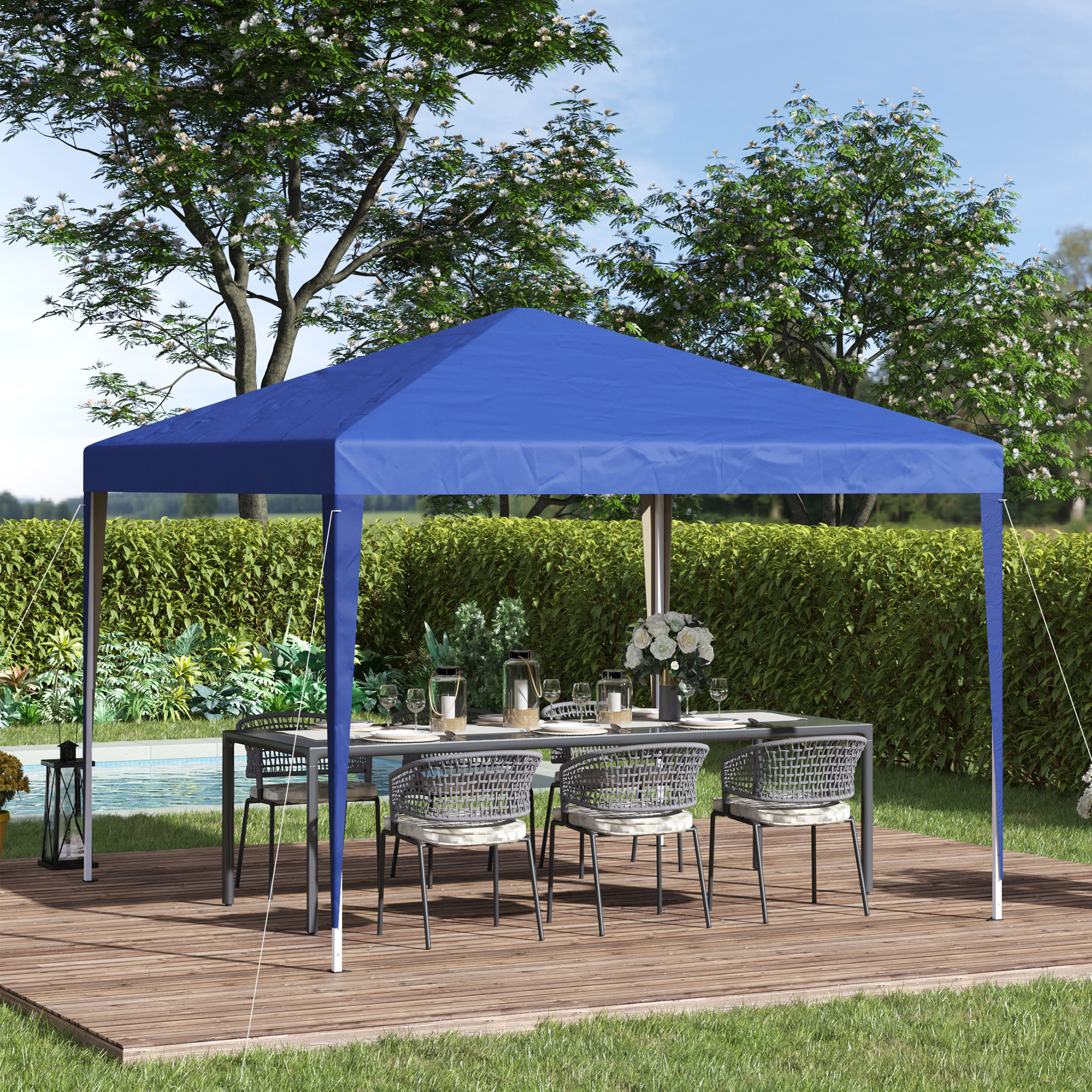 Outsunny Gazebo Piegehvole Impermeabile con Borsa per Trasportoin Acciaio e Tessuto Oxford, Blu   Aosom Italy