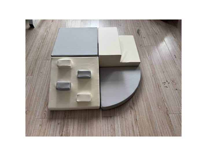 AIYAPLAY Blocs Mousse Enfant 4pcs PU Grimpe Rampe 1-3 Ans Gris Beige