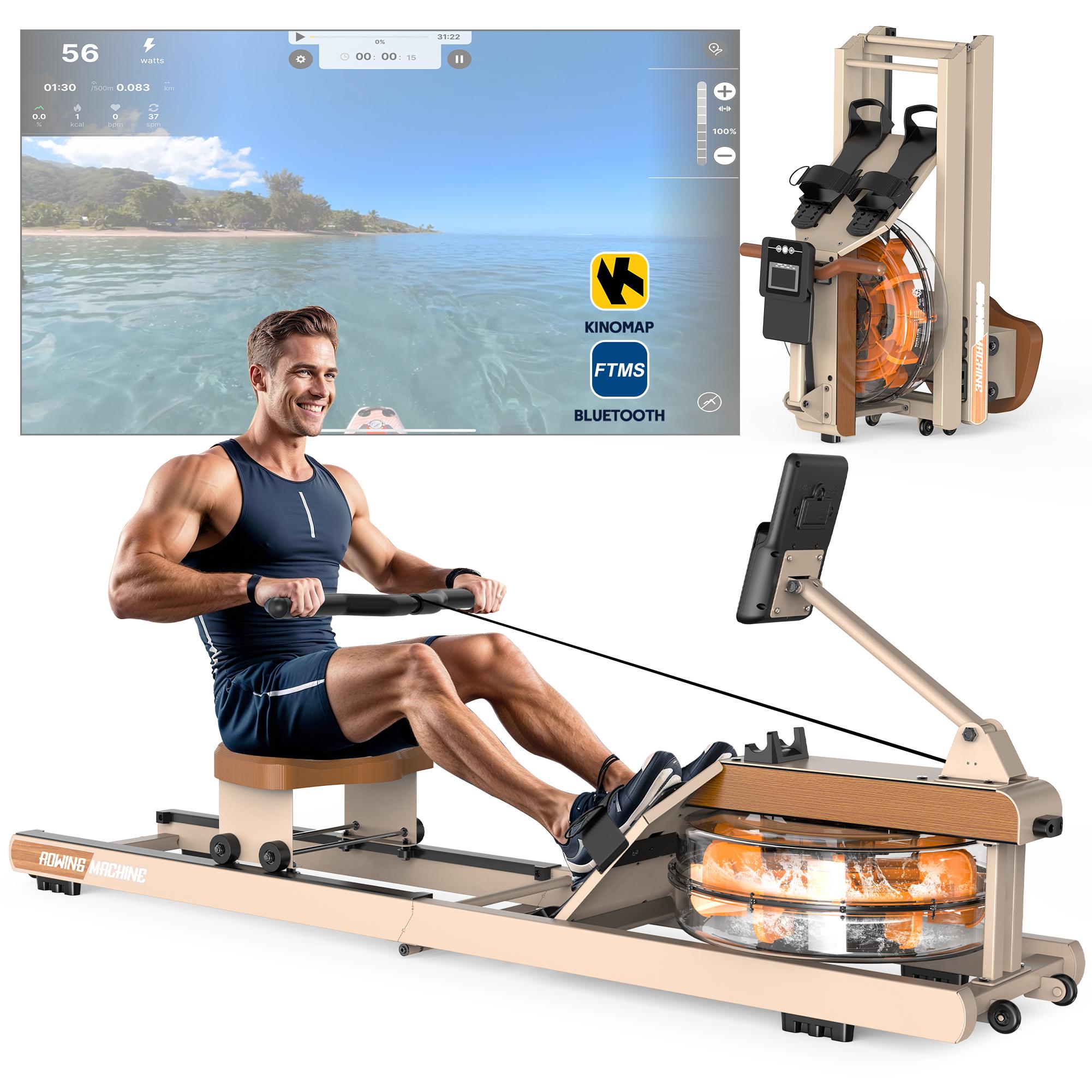 Rudertrainer, faltbar, mit Wasserwiderstand - maximale Belastbarkeit: 160 kg - Wassertank: 14 Liter