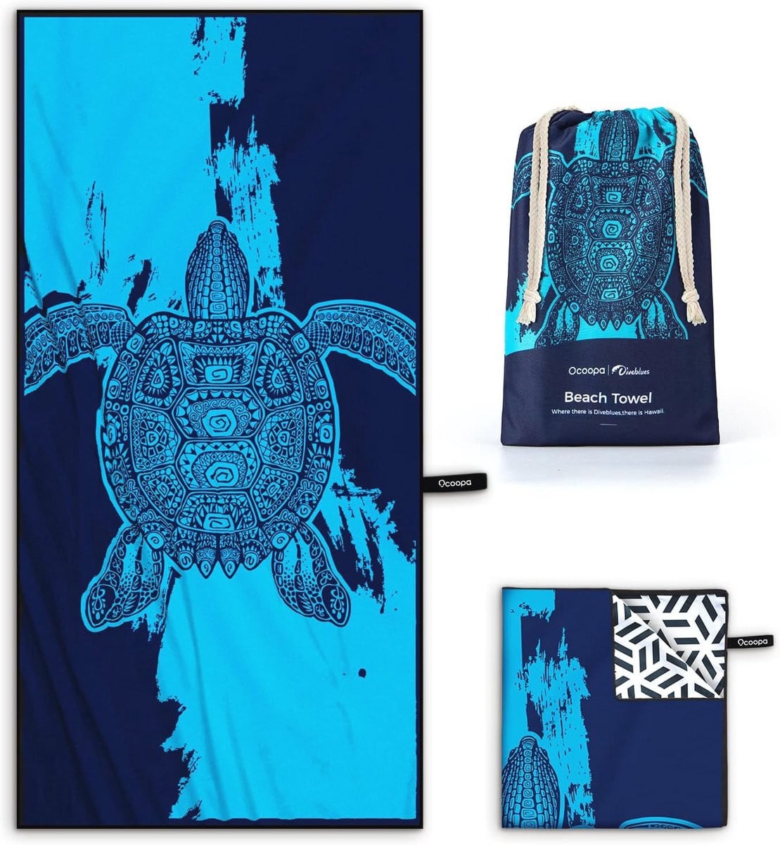 Sneldrogende microvezel strandhanddoek voor volwassenen, 160 x 80 cm