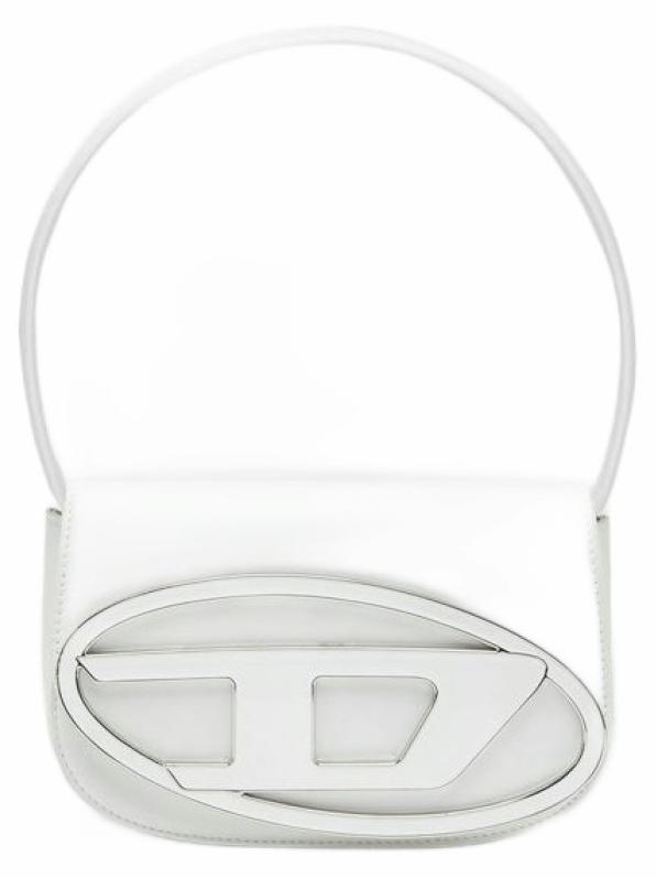 Diesel 1DR Schultertasche Nappaleder weiß Oval-D-Plakette