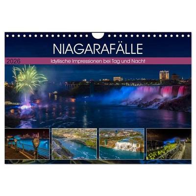 NIAGARAFÄLLE Idyllische Impressionen bei Tag und Nacht (Wandkalender 2026 DIN A4 quer), CALVENDO Monatskalender
