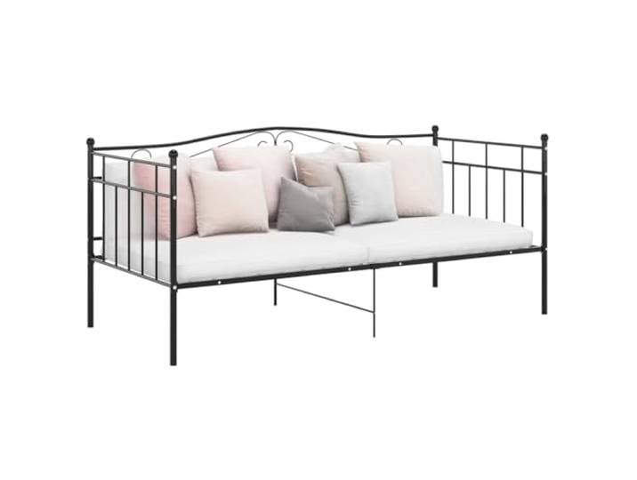 PUGYNBK Schlafsofa Bettgestell Schwarz Metall 90x200 cm Tagesbett Umwandlung Sofa Bett Metallrahmen Stabile Konstruktion Platzsparend Gästebett