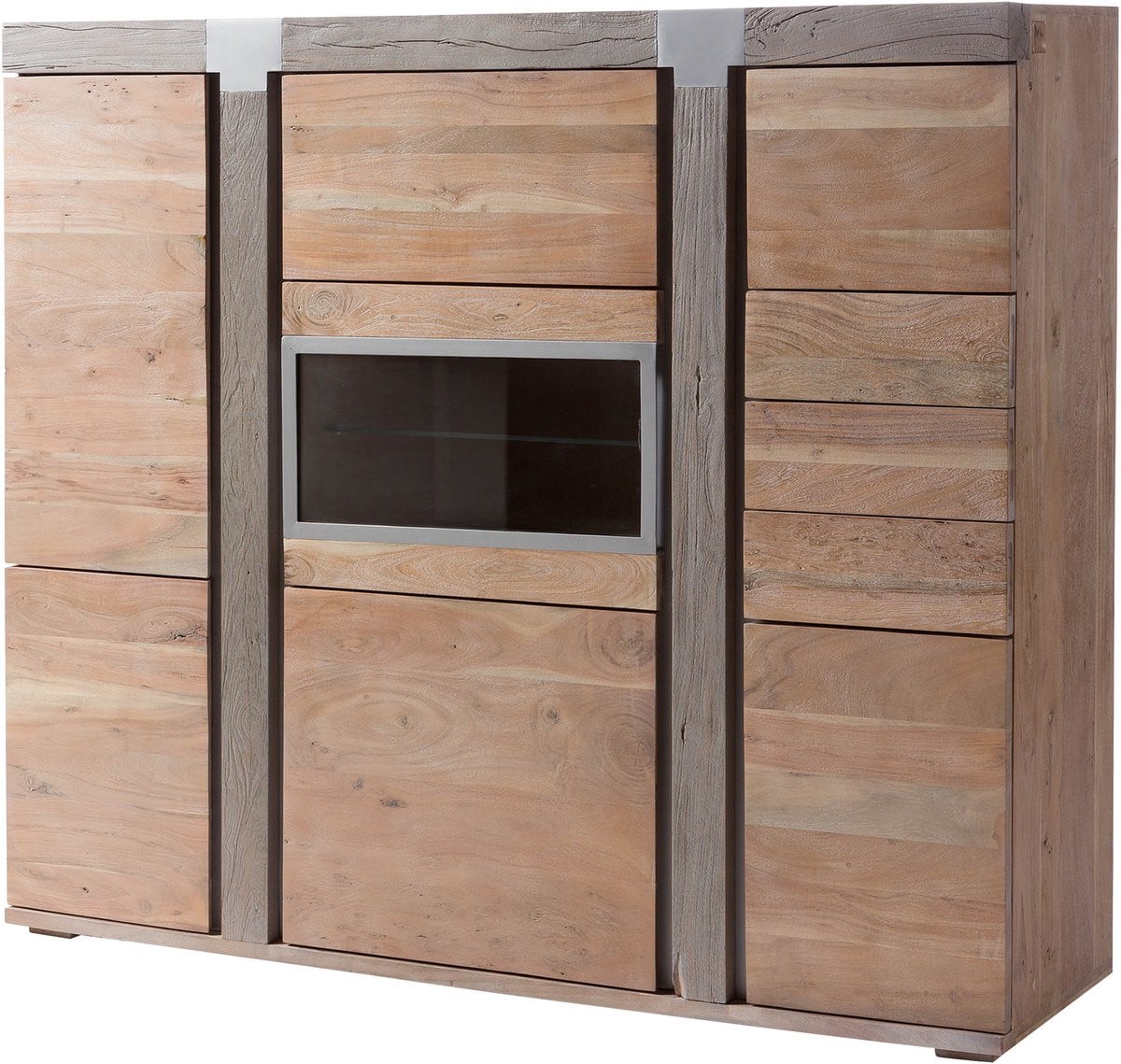 MASSIVMOEBEL24.DE Amsterdam Highboard van massief acaciahout, beige, B: 160 cm, D: 45 cm, H: 142 cm