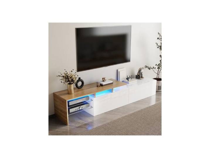 Meuble TV - BLOSSOM - 170x33x33.5cm - 16 Couleurs - 2 Tiroirs - Design Moderne - Blanc