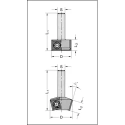 JSO Bündigfräser Z2 HW-WP 22x12mm, S=8mm - 22213-5-22012-R