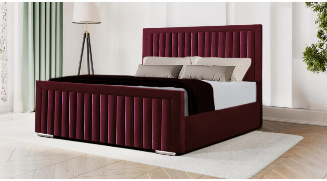 Ebern Designs Miyon Upholstered Bed Burgundy Kingsize (5')