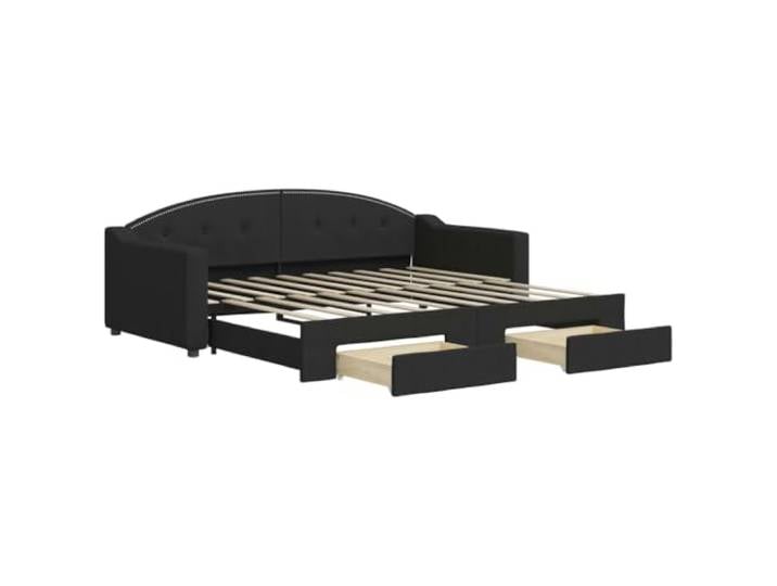 KKgypkn Tagesbett Ausziehbar mit Schubladen Schwarz 90x190 cm Stoff, 2-in-1 Sofa Bett als Tagesbett und Gästebett, praktisches Schlafsofa mit Zwei Schubladen für Stauraum