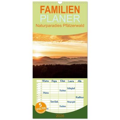 Familienplaner 2026 - Naturparadies Pfälzerwald mit 5 Spalten (Wandkalender, 21 x 45 cm) CALVENDO