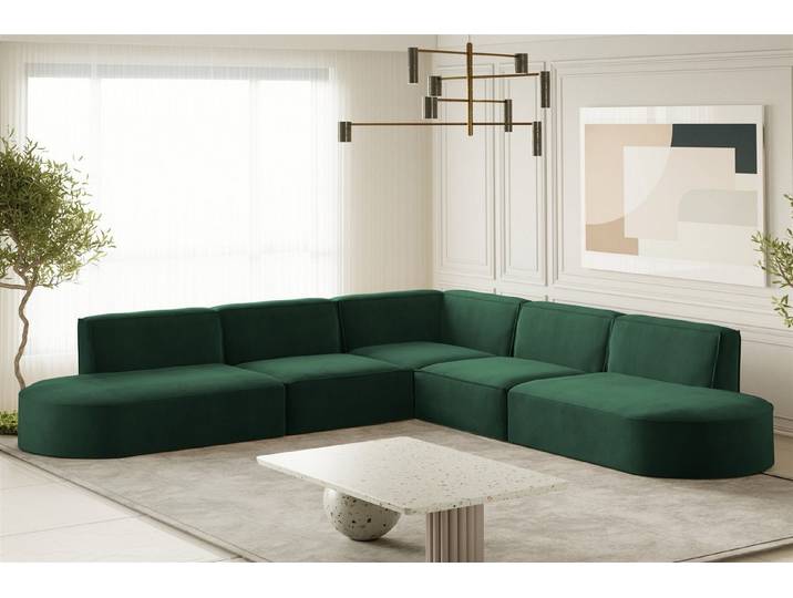 Fun Möbel Ecksofa Designersofa PALMA Seite Universal in Stoff Noel und Scala, Rundumbezug, Kann links oder rechts in Raum platziert werden