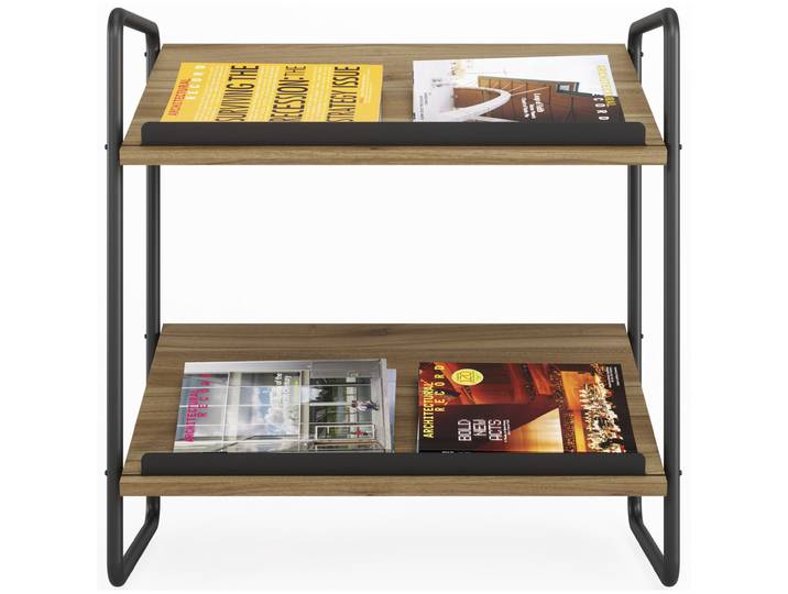 Meet Présentoir - 2 tablettes bois - H.72 x L.70 cm - Noir/Noyer