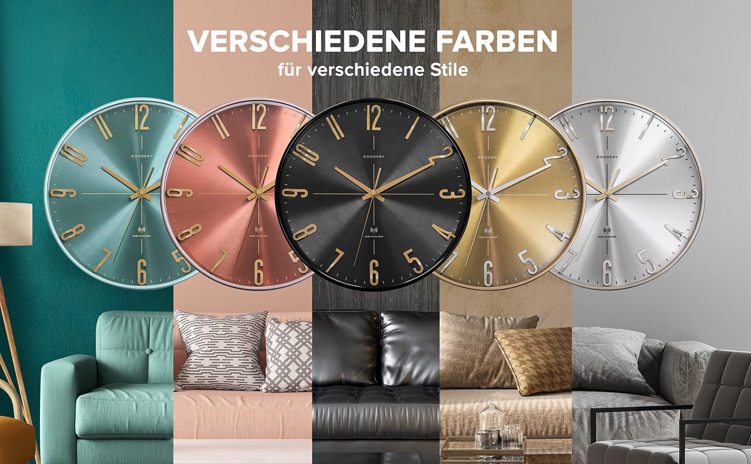 SnelShoppen Draadloze Analoge Wandklok 30 cm - Modern 3D Design - Zilver - Geruisloos