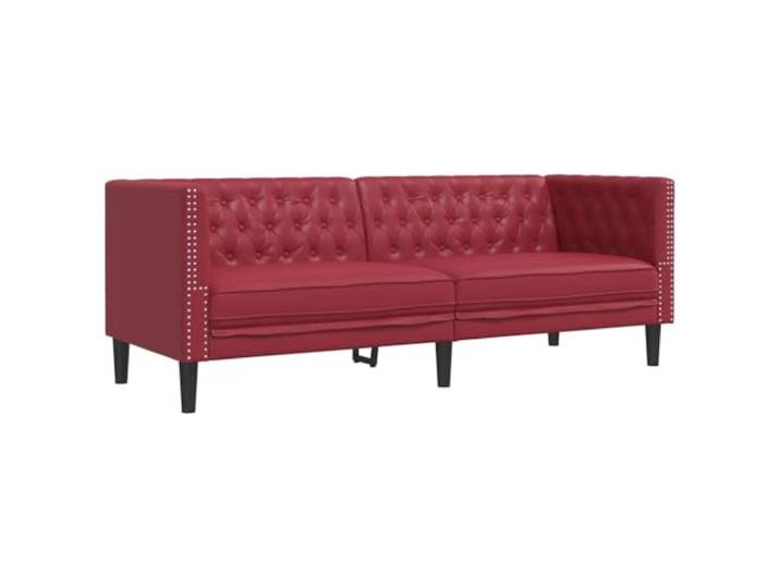 Todiikf Chesterfield Couch 3-Sitzer Kunstleder Weinrot 194x74,5cm Eleganter Polstersessel mit Knopfheftung für Wohnzimmer und Arbeitszimmer. Dicke Schaumstoffpolsterung sorgt für Komfort.