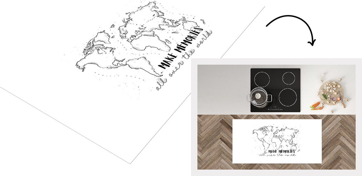 Keukenloper Vinyl met Wereldkaart Minimalisme - 120 x 60 cm