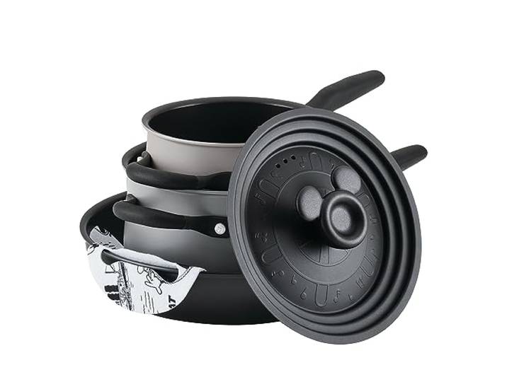 Meyer Disney Stapelbares Topf- und Pfannenset antihaftbeschichtet – Disney 100 Steamboat Willie Limited Edition 4-teiliges Pfannenset, Induktionskochfeld geeignet Kochgeschirr