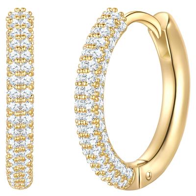 Paar Creolen YOKOAMII "Set: Y528", gelb (gelbgold, weiß), Ohrringe, Damen, 15,7,mit Zirkonia, Messing, mit Zirkonia