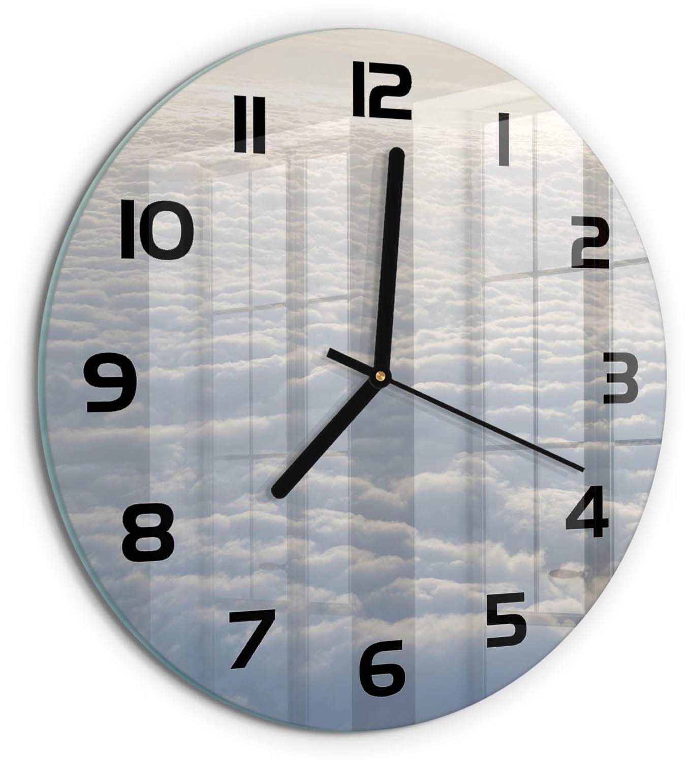 Tulup Wandklok Vliegen boven de wolken - Wit Glas - Diameter: 30 cm