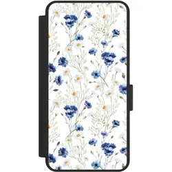 Nivocase Klapphülle für Samsung Galaxy S25 Edge Handyhülle aus Kunst Leder NIVOflip schwarz Blume Blumen (Samsung Galaxy S25 Edge), Smartphone Hülle, Schwarz