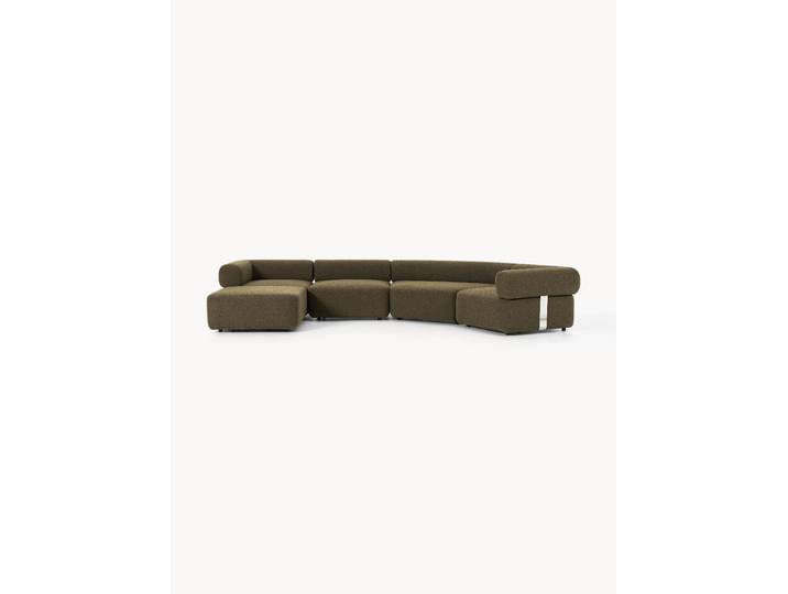 Grand canapé modulable en bouclette avec pouf Anton