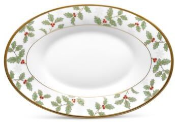 "Noritake Holly & Berry Gold Butter/Relish Tray, 8"""