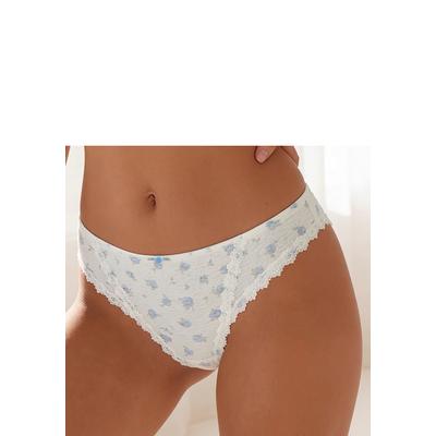 String VIVANCE "Rosali", Damen, Gr. 44/46, weiß (weiß, hellblau), Mesh, Obermaterial: 70% Polyamid, 30% Elasthan, Unterhosen String, aus softem Material mit feiner Struktur mit Blumenmuster