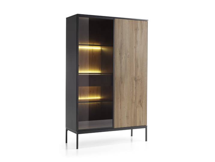 VITRINE in Schwarz, Eiche Wotan