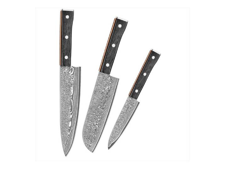 KingLux Messer-Set 3er Damastmesser-Set mit 12.5-20cm Klingen aus 67 Lagen Damaststahl (3-tlg)