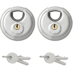 Set aus zwei ProPlus 341319S runden Vorhängeschlössern, Scheibenschlössern, 70 mm