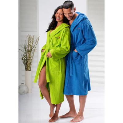Unisex-Bademantel KANGAROOS "Cassidy, für Damen & Herren, Standardlänge & Überlänge" Gr. M, blau, M, N-Gr, Walkfrottee, Hausmäntel, mit Taschen, Männer und Frauen, Baumwolle, Reise, Hotel, Sauna, S-3XL