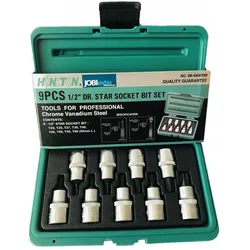 Honiton, Steckschlüssel + Stecknuss, KLUCZ TORX 1/2" 9el.