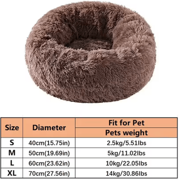 Inspire Picks Soft Plush Faux Fur Donut Calming Bed For Cats & Dogs khaki m(50x50cm)