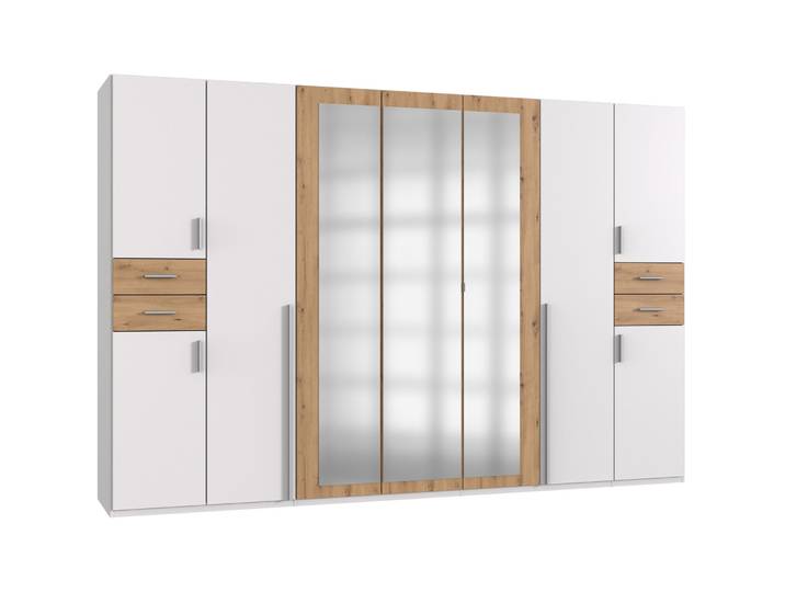 Kleiderschrank Vasquez weiss/Eiche Nachbildung Holzwerkstoff B 313 cm