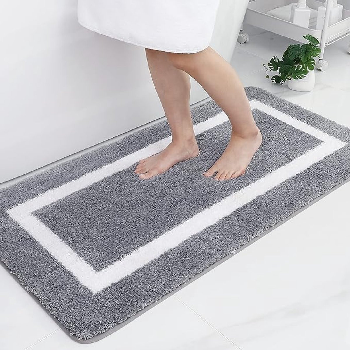 Homaxy Badmat Antislip - Absorberende Douchemat - Grijs - 61 x 120 cm