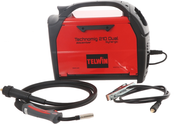 Telwin Technomig 210 Dual Synergic - Saldatrice Inverter Multiprocesso (MIG-MAG/FLUX/BRAZING/MMA/TIG LIFT), con display LCD - GAS/NO GAS