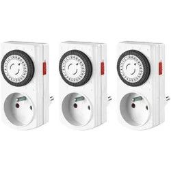 Perel, Zeitschaltuhr, 3er-Set Mini-24-Stunden-Zeitschaltuhren, mechanisch, 230 V, 16 A, 3680 W, französischer (Typ E)
