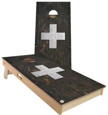 Skip's Garage Switzerland Flag Rustic Outdoor Cornhole Board Set