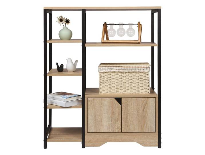WOLTU Étagère d'angle à 6 niveaux en bois avec 1 tiroir pour bureau, salon, cuisine