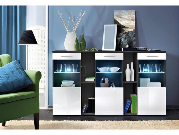 JVmoebel Sideboard Elegantes Designer-Sideboard aus Holz in Schwarz und Weiß, Made in Europa