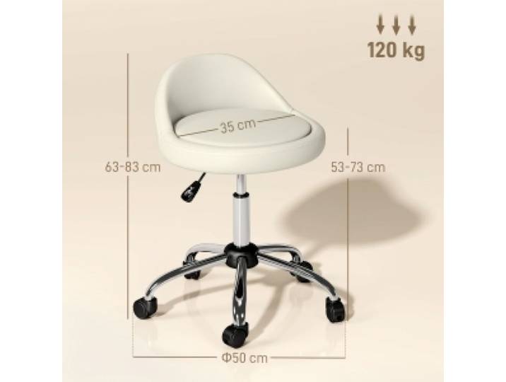 Tabouret à roulettes tabouret de travail réglable en hauteur 63-83 cm tabouret pivotant à roulettes chaise de salon pivotante ta