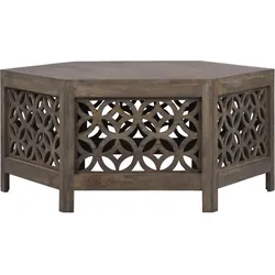 COUCHTISCH Ø100x45 cm rund Natur handgefertigt aus Mangoholz