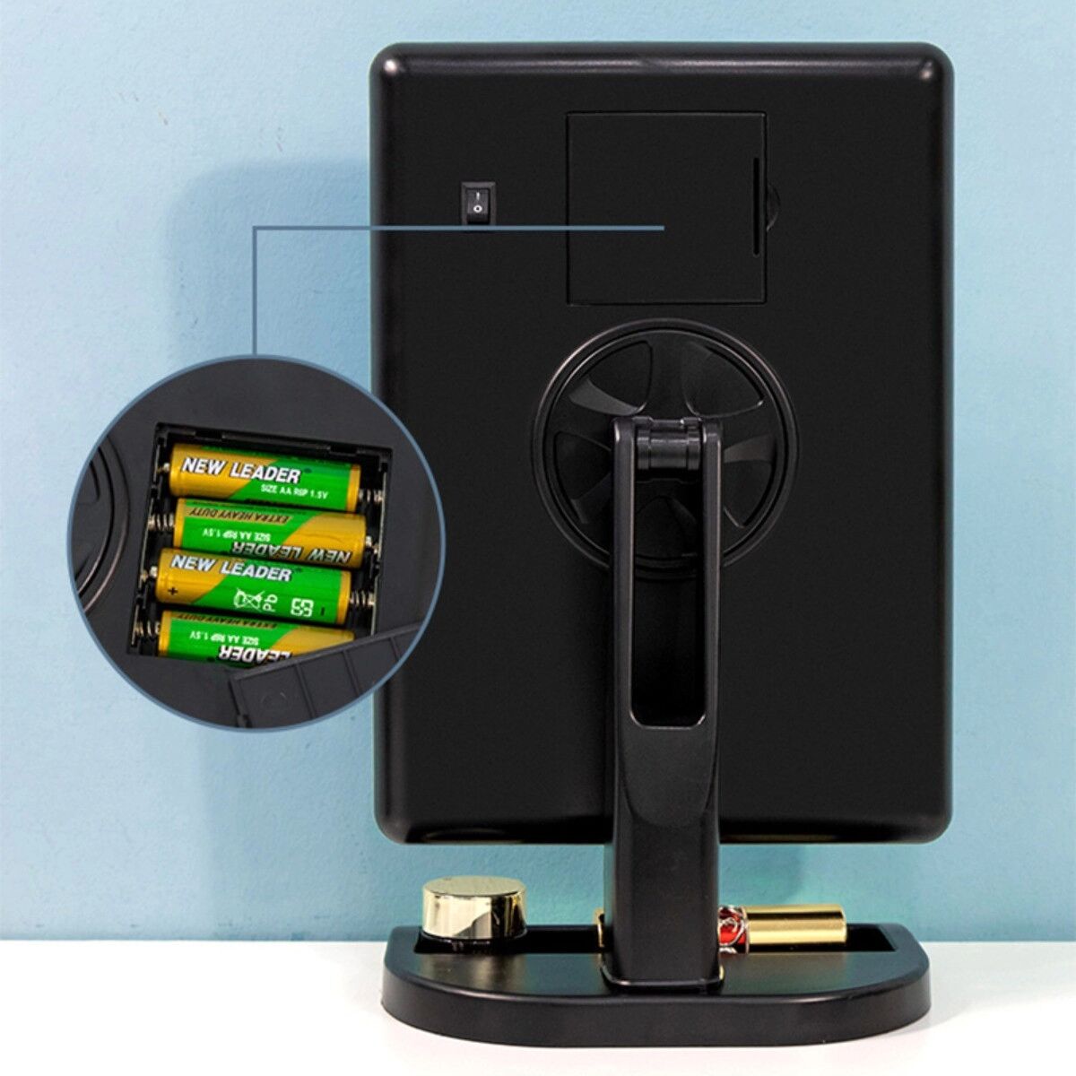 INF HD-Spiegel Tricolor stufenlos dimmbarer LED-Schminkspiegel mit Aufbewahrungsbasis, mehrwinklig verstellbar,