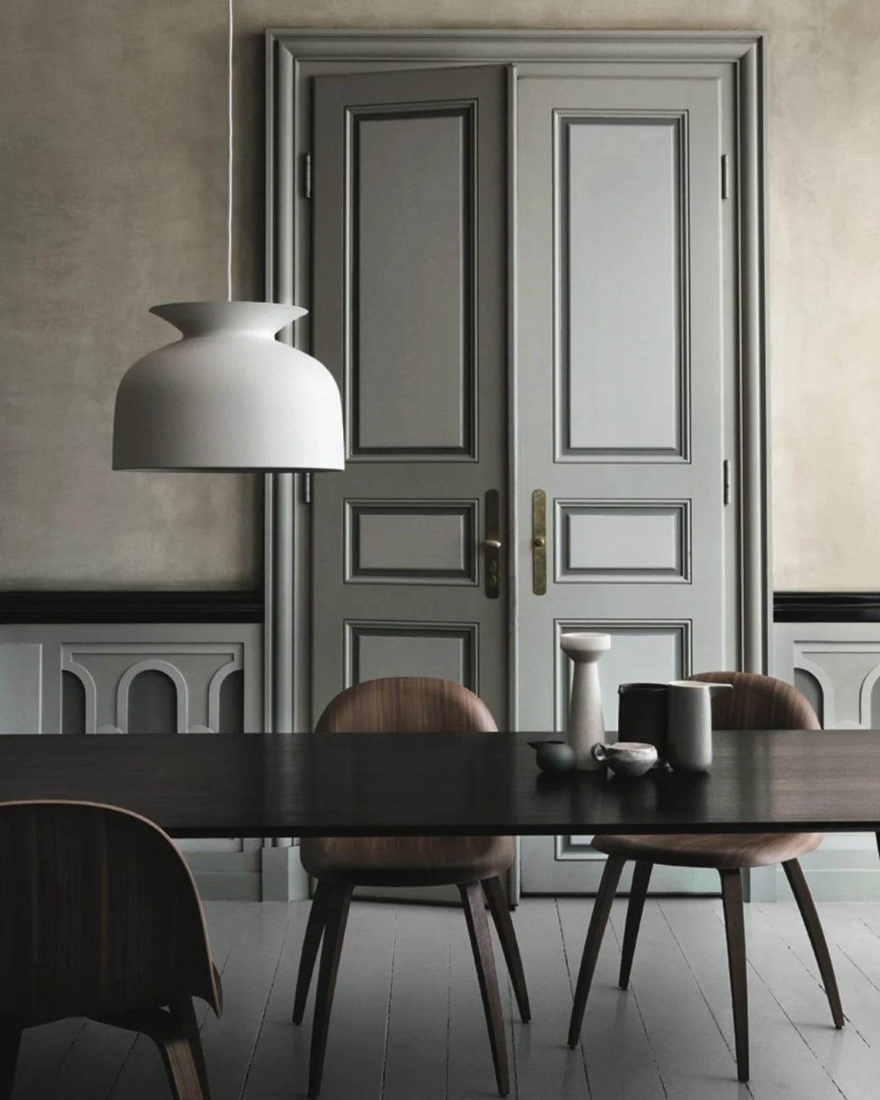 GUBI Ronde Hanglamp Matte Wit - Aluminium